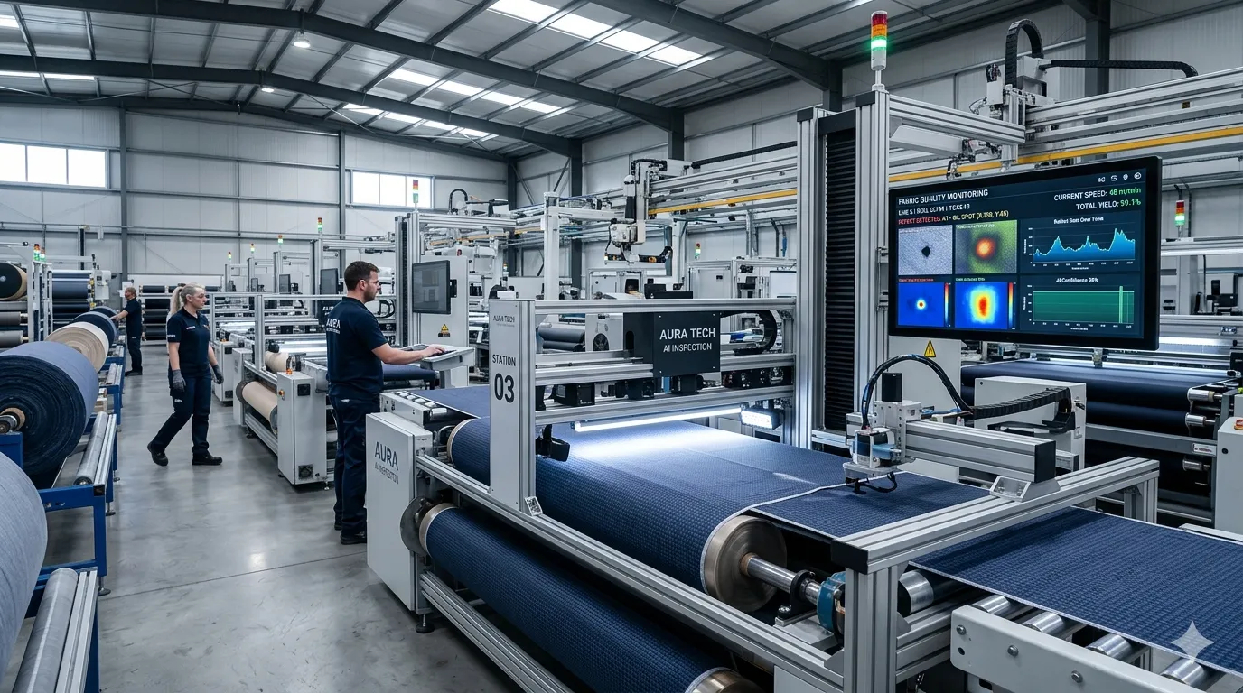 AI-powered textile manufacturing with automated fabric inspection and smart factory systems